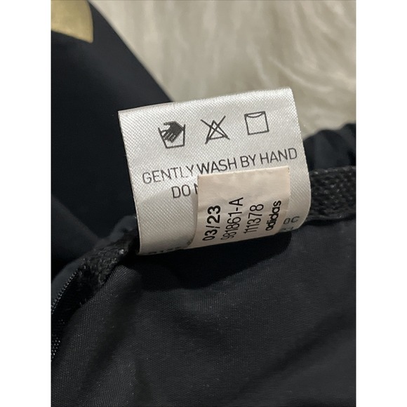 Adidas Drawstring Backpack‎ Gym Bag Black Yellow 3 Stripe Logo Sporty Athletic - Picture 10 of 10